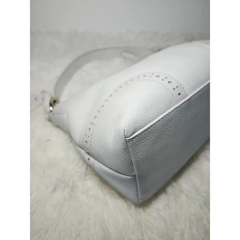 Dooney & Bourke Shoulder Bag White Leather Gold Hardware Hobo Classic Minimalist - Picture 14 of 17